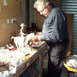 Sculptor Carl Valerius at work
